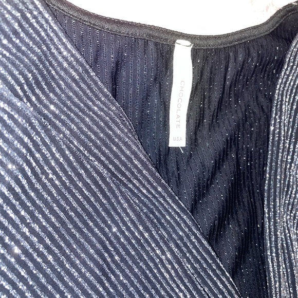 Large Shimmery Plunge Neck Blouse - Picture 4 of 4